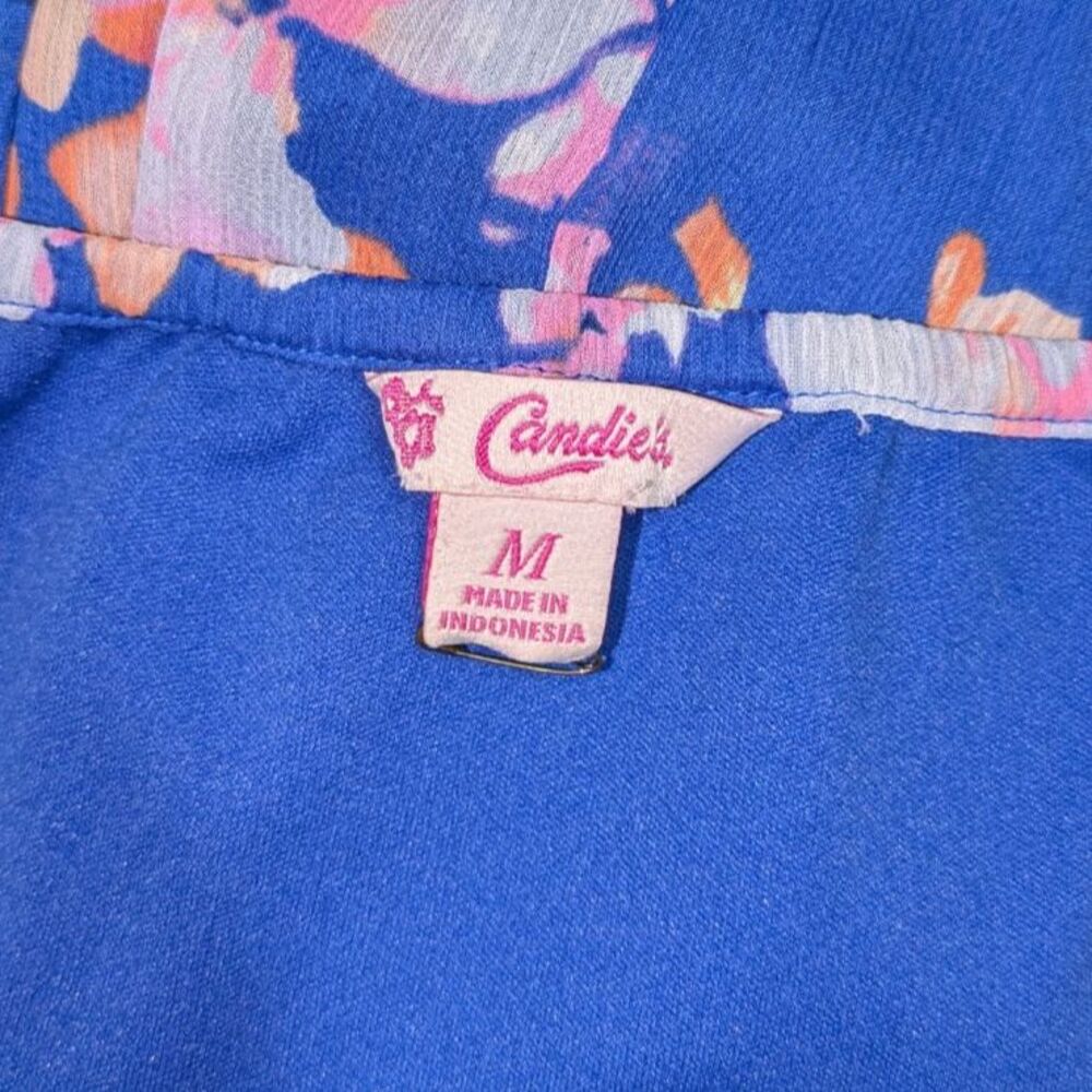 Candie's Maxi Dress M Women's Blue Floral Lace Spaghetti Strap Button Detail - Picture 7 of 8